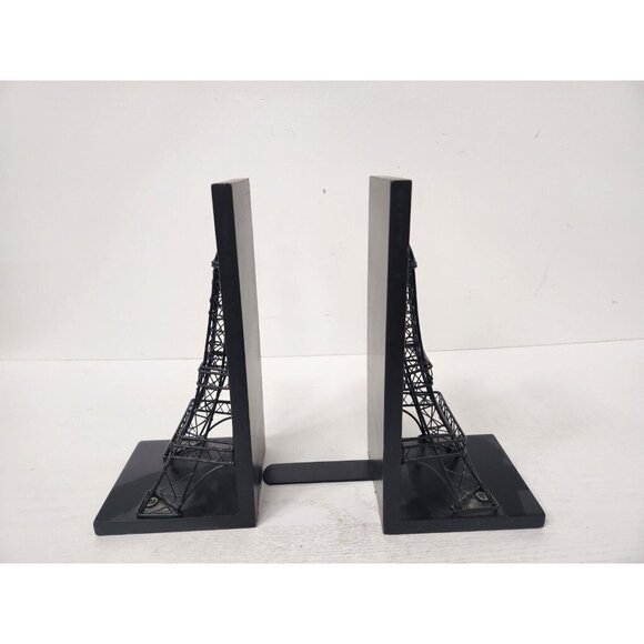 Wood Metal 3D Eifel Tower Figurine Bookends Pair Historical Wonders Collection - Picture 4 of 8